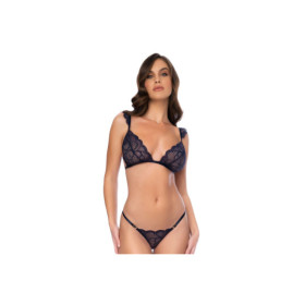 Ensemble 2 pièces en dentelle bleu nuit 